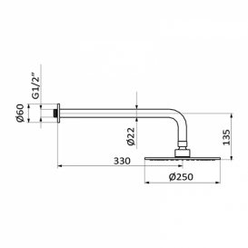 Верхний душ со стены GRB Hidromasaje Slim с кронштейном полированное золото 05028501