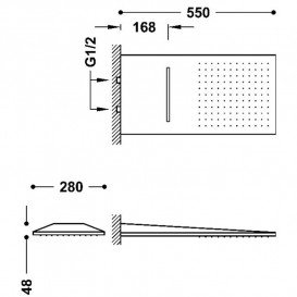 Верхний душ со стены Tres 280х550 мм нержавеющая сталь золото 29990301OR