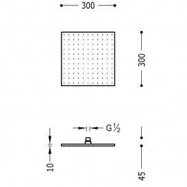 Верхний душ Tres 300х300 мм с шарниром золото матовый 13413830OM