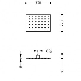 Верхний душ Tres 320х220 мм с шарниром золото 29963202OR