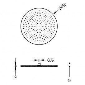Верхній душ Tres Ø 450 мм з шарніром золото матовий 29963204OM