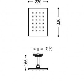 Верхній душ Tres Exclusive 320х220 мм з кронштейном хром 03443202