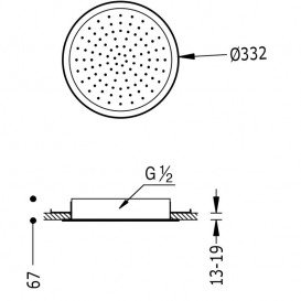 Верхній душ Tres Ø 332 мм 1 тип струменя хром 134715