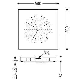 Верхній душ Tres Inox 500х500 мм 1 тип струменя золото 29995302OR
