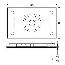 Верхний душ Tres Inox 500х800 мм 2 типа струи хромотерапия хром 29996501