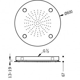 Верхній душ Tres Inox Ø 600 мм 1 тип струменя хромотерапія хром 29995701