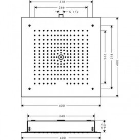 Верхний душ встраиваемый в потолок Hansgrohe коллекция Raindance E 1jet EcoSmart 400 мм хром 26253000