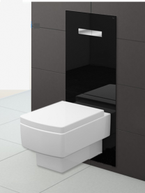 Верхняя панель смыва для унитаза TECE TECElux стеклянная черная клавиши хром глянцевый 9650004