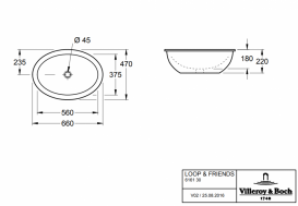 Раковина для ванної вбудована Villeroy & Boch колекція Loop & Friends біла 616130R1