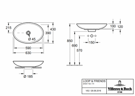 Раковина для ванної накладна Villeroy & Boch колекція Loop & Friends біла 51511001