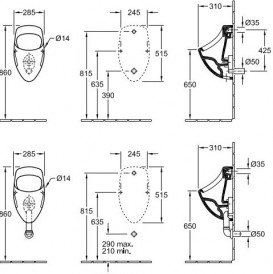 Писсуар механический Villeroy&Boch коллекция O.Novo без крышки 75070001