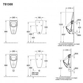 Пісуар механічний Villeroy & Boch колекція Subway без кришки 75130001