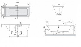 Ванна акриловая прямоугольная Villeroy&Boch коллекция Subway 170x75х45 UBA170SUB2V-01