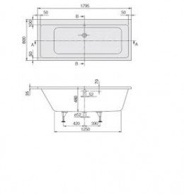 Ванна акрилова прямокутна Villeroy & Boch колекція Subway 180x80х48 UBA180SUB2V-01