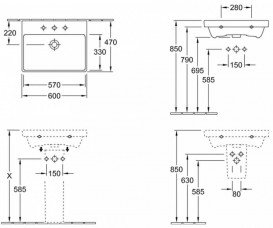 Раковина для ванної підвісна Villeroy & Boch колекція Avento біла 41586001