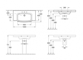Раковина для ванної підвісна умивальник-стільниця Villeroy & Boch колекція Sentique біла 5142A001