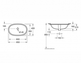 Раковина для ванної вбудована Villeroy & Boch колекція O.Novo біла 41626001