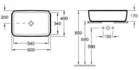 Раковина для ванной накладная Villeroy&Boch коллекция Architectura белая 41276001