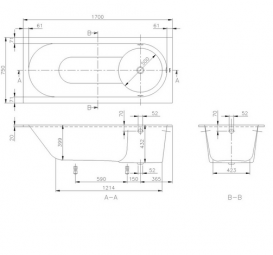 Villeroy & Boch Ванна кваріловие LIBRA 170x75 прямокутна (з ніжками) UBQ170LIB2V-01