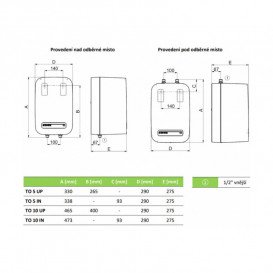 Водонагреватель электрический Drazice TO 5.1 UP монтаж над раковиной белый 182310801