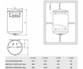Водонагреватель электрический накопительный Tesy Anticalc Slim 50 л Anticalc slim 50 V, class C