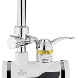 Водонагреватель проточный Kroner KRM Volt-CW191MDS с краном и душевм гарнитуром хром/белый CV023248