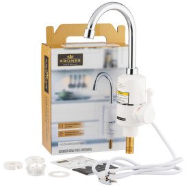 Водонагреватель проточный Kroner KRM Volt-CW190FA с краном хром/белый CV023244