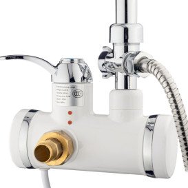 Водонагреватель проточный Kroner KRM Volt-CW191WMDS с краном и душевм гарнитуром хром/белый CV023249