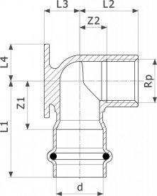 Водорозетка Viega Sanpress Inox G 0225.5 з SC-Contur 22хRp¾ нержавіюча сталь 493974