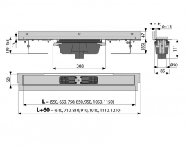 Водосточный желоб AlcaPlast APZ1004 Flexible 650 мм с регулируемым краем APZ1004-650