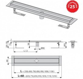 Ринва AlcaPlast APZ2001 1050 мм без гідрозатвори APZ2001-1050