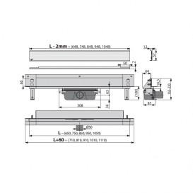 Водосточный желоб AlcaPlast APZ5 SPA-Eden 1050 мм с решеткой APZ5-EDEN-1050