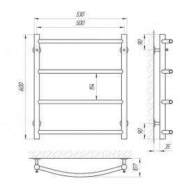 Водяний полотенцесушитель Laris Флеш П4 500х600 мм хром 74100003
