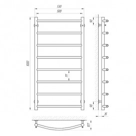 Водяний полотенцесушитель Laris Флеш П8 500х1000 мм хром 74100004