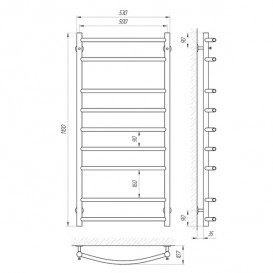 Водяной полотенцесушитель Laris Флеш П9 500х1100 мм хром 74100012