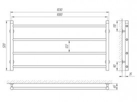 Водяной полотенцесушитель Laris Горизонт П4 1000х500 мм 71207665