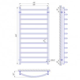 Водяной полотенцесушитель Laris Классик П12 600х1200 мм хром 71207689