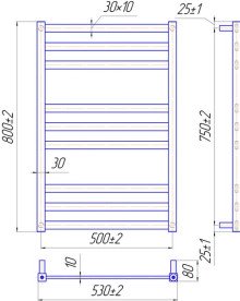 Сушарка для рушників водяна Mario Чикаго 800х530/500 білий глянсовий 4820111357482