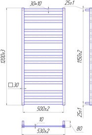 Сушарка для рушників водяна Mario Чикаго 1200х530/500 чорний матовий 4820111357666