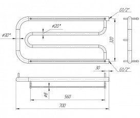 Водяний полотенцесушитель Mario Фокстрот 350x700 / 320 мм 4820111350223