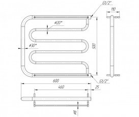 Водяной полотенцесушитель Mario Фокстрот 530x600/500 мм 4820111350247