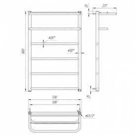 Водяний полотенцесушитель Mario Hotel 800x530 / 500 мм нержавіюча сталь 4820111351992