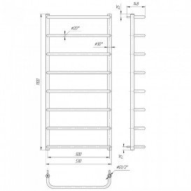 Водяной полотенцесушитель Mario Стандарт HP 1100x530/500 мм нержавеющая сталь 4820111351343