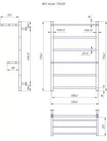 Водяна сушка для рушників Mario Inox Анкона 770х530/500 з полицею нержавіюча сталь хром 4820258986729