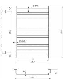 Водяной полотенцесушитель Mario Inox Чикаго 770х530/500 нержавеющая сталь черный мат 4820258989188