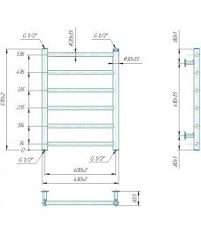Водяна сушка для рушників Mario Inox Флет 570х430/400 нержавіюча сталь хром 4820258987481