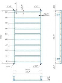 Водяна сушка для рушників Mario Inox Флет 970х530/500 нержавіюча сталь хром 4820258987528