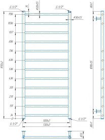 Водяна сушка для рушників Mario Inox Флет 1170х530/500 нержавіюча сталь хром 4820258987542