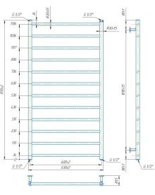 Водяна сушка для рушників Mario Inox Флет 1170х630/600 нержавіюча сталь хром 4820258987559