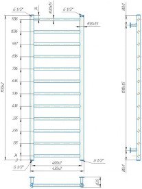 Водяной полотенцесушитель Mario Inox Флет 1170x430/400 нержавеющая сталь черный мат 4820258989126